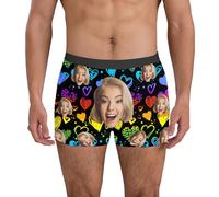 Genérico Calzoncillos Personalizados Hombre Boxer con Foto Cara Divertida Calzoncillo De Novedad Ropa Interior Personalizada Pantalones Cortos De Cumpleaños De Navidad Novio Esposo Soft 2026