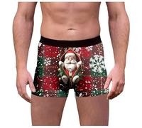 Genérico Calzoncillos Rojo Hombre Navidad, Boxer Rojo Hombre Calzoncillos con Estampado Navideño A Cuadros Y Cintura Media Divertidos Y Ajustados