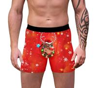 Genérico Calzoncillos Rojo Hombre Navidad, Calzoncillos Boxer para Hombre Ropa Interior De Longitud Media con Estampado De Dibujos Animados Festivos para Una Cómoda Vestimenta Festiva