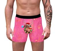 Genérico Calzoncillos Rojo Hombre Navidad, Calzoncillos Boxer para Hombre Ropa Interior De Longitud Media con Estampado De Dibujos Animados Festivos para Una Cómoda Vestimenta Festiva