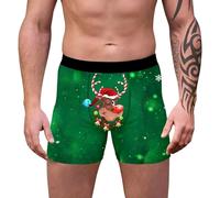 Genérico Calzoncillos Rojo Hombre Navidad, Calzoncillos Boxer para Hombre Ropa Interior De Longitud Media con Estampado De Dibujos Animados Festivos para Una Cómoda Vestimenta Festiva