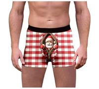 Genérico Calzoncillos Rojo Hombre Navidad, Calzoncillos Hombre Boxer Largos Calzoncillos con Estampado Navideño A Cuadros Y Cintura Media Divertidos Y Ajustados