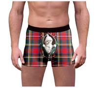 Genérico Calzoncillos Rojo Navidad, Ropa Interior Hombre Calzoncillos Masculinos con Estampado Navideño A Cuadros Y Cintura Media Divertidos Y Ajustados