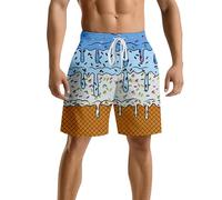 Genérico Calzones Banho Homem,BañAdor De Playa para Hombre Pantalones Cortos De Verano Informales Holgados Y CóModos con Un Elegante DiseñO Estampado para Actividades Al Aire Libre
