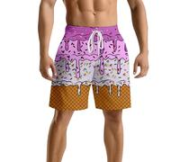 Genérico Calzones Banho Homem,BañAdor De Playa para Hombre Pantalones Cortos De Verano Informales Holgados Y CóModos con Un Elegante DiseñO Estampado para Actividades Al Aire Libre