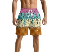 Genérico Calzones Banho Homem,BañAdor De Playa para Hombre Pantalones Cortos De Verano Informales Holgados Y CóModos con Un Elegante DiseñO Estampado para Actividades Al Aire Libre