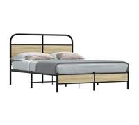 Genérico Cama 120x190cm con cabecero - Estructura Robusta de Acero y Madera, somier de láminas, 27 cm de Espacio de Almacenamiento Debajo de la Cama, Roble Sonoma, con cabecero y pie de Cama bajo