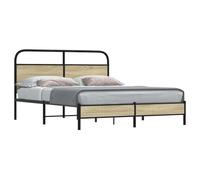 Genérico Cama 150x200cm con cabecero - Estructura Robusta de Acero y Madera, somier de láminas, 27 cm de Espacio de Almacenamiento Debajo de la Cama, Roble Sonoma, con cabecero y pie de Cama bajo