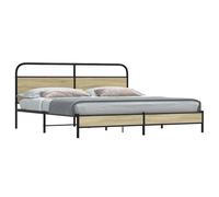 Genérico Cama 183x213cm con cabecero - Estructura Robusta de Acero y Madera, somier de láminas, 27 cm de Espacio de Almacenamiento Debajo de la Cama, Roble Sonoma, con cabecero y pie de Cama bajo