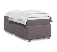 Genérico Cama Box Spring con colchón Cuero sintético Gris 90x190 cm,Mobiliario,Camas y Accesorios,Camas y somieres-3285191