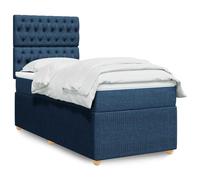 Genérico Cama Box Spring con colchón Tela Azul 90x190 cm,Mobiliario,Camas y Accesorios,Camas y somieres-3291924