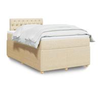 Genérico Cama Box Spring con colchón Tela Color Crema 120x190 cm,Mobiliario,Camas y Accesorios,Camas y somieres-3287407