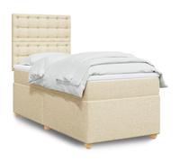 Genérico Cama Box Spring con colchón Tela Color Crema 90x190 cm,Mobiliario,Camas y Accesorios,Camas y somieres-3291154