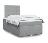 Genérico Cama Box Spring con colchón Tela Gris Claro 120x190 cm,Mobiliario,Camas y Accesorios,Camas y somieres-3291219