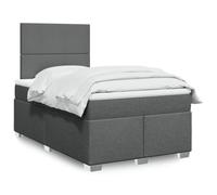 Genérico Cama Box Spring con colchón Tela Gris Oscuro 120x190 cm,Mobiliario,Camas y Accesorios,Camas y somieres-3290421
