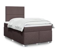 Genérico Cama Box Spring con colchón Tela marrón Oscuro 120x190 cm,Mobiliario,Camas y Accesorios,Camas y somieres-3290423