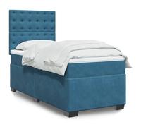 Genérico Cama Box Spring con colchón Terciopelo Azul 90x190 cm,Mobiliario,Camas y Accesorios,Camas y somieres-3290802