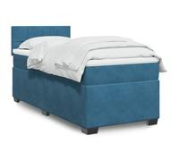 Genérico Cama Box Spring con colchón Terciopelo Azul Oscuro 90x190 cm,Mobiliario,Camas y Accesorios,Camas y somieres-3286202