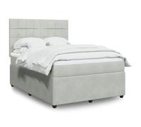 Genérico Cama Box Spring con colchón Terciopelo Gris Claro 140x190 cm,Mobiliario,Camas y Accesorios,Camas y somieres-3292334