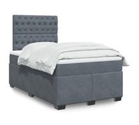 Genérico Cama Box Spring con colchón Terciopelo Gris Oscuro 120x190 cm,Camas y Accesorios,Camas y somieres-3290865