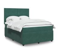 Genérico Cama Box Spring con colchón Terciopelo Verde Oscuro 140x190 cm,Mobiliario,Camas y Accesorios,Camas y somieres-3292331