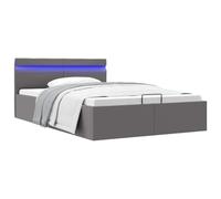 Genérico Cama canapé hidráulica con LED Cuero sintético Gris 120x200 cm,Camas y Accesorios,Camas y somieres-285554