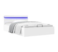 Genérico Cama canapé hidráulica con LED sin colchón Blanco 120x200 cm,Camas y somieres-285548