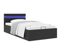 Genérico Cama canapé hidráulica con LED sin colchón Negra 90x200 cm,Camas y somieres-285540