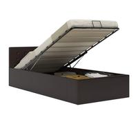 Genérico Cama canapé hidráulica Cuero sintético Gris 90x200 cm,Mobiliario,Camas y Accesorios,Camas y somieres-285522