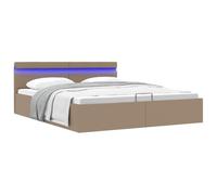 Genérico Cama canapé hidráulica LED Cuero sintético Capuchino 180x200 cm,Camas y Accesorios,Camas y somieres-285563