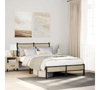 Genérico Cama de Matrimonio 120x200cm Estructura Robusta - Marco de Acero y Madera Contrachapada, Cama con Almacenamiento Inferior 28 cm, Roble Sonoma, con cabecero y pie de Cama bajo