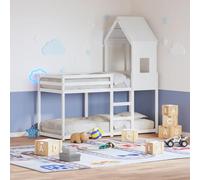 Genérico Cama litera con Techo Madera Maciza de Pino Blanco 90x200 cm,Mobiliario,Camas y Accesorios,Camas y somieres-3281998