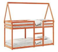 Genérico Cama litera con Techo Madera Maciza Pino marrón Cera 75x190 cm,Mobiliario,Camas y Accesorios,Camas y somieres-3282091