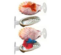 Genérico Cama para Betta - Juego de 4 Descansos en forma de concha | Reposa-Betta con ventosa incluida para la reproducción y la relajación y el descanso como escondite en un acuario