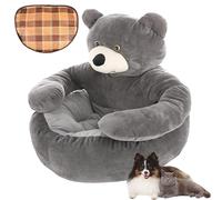 Genérico Cama para Perro con Forma de Osito de Peluche, Lavable y Bonita, con Base Antideslizante, cómoda y de Felpa, para Perros y Gatos, con una Alfombrilla Fresca (Gray, M-45CM)