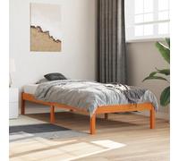 Genérico Cama sin colchón Madera Maciza de Pino marrón Cera 100x200 cm,Camas y Accesorios,Camas y somieres-844851