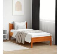 Genérico Cama sin colchón Madera Maciza de Pino marrón Cera 100x200 cm,Camas y Accesorios,Camas y somieres-844736
