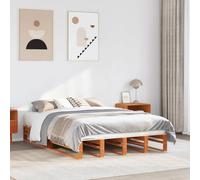 Genérico Cama sin colchón Madera Maciza Pino marrón Cera 150x200 cm,Camas y Accesorios,Camas y somieres-850847