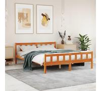 Genérico Cama sin colchón Madera Maciza Pino marrón Cera 150x200 cm,Camas y Accesorios,Camas y somieres-844398
