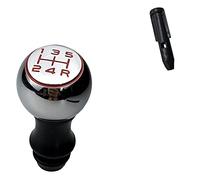 Genérico Cambio de Marchas Coche,Pomos de Palanca de Cambio Pomo de Cambio Mate Cromado Uso Apto for Peugeot 106 206 306 406 107 207 307 407 301 308 2008 3008 C2 C3 C4(Red and Sleeve)