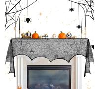 Generico Camino de mesa de Halloween, bufanda de encaje negro con telaraña - Mantel individual para casa encantada, bar doméstico, restaurante temible