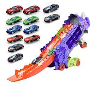 Generico Camión de dinosaurios portátil, camión de dinosaurios con desplazamiento plegable, juguetes para niños | de transporte para con pista deslizante plegable, se entre