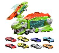 Genérico Camión Juguete de Dinosaurios - Juego De Vehículos Plegables Divertidos,Vehículo Portátil con 8 Coches para Niños y Niñas de 3+ Años Viaje Cumpleaños y Navidad