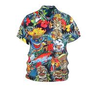 Genérico Camisa Abotonada Moda Instrumento Musical Estampado Digital 3D Blusa Oversize Amante de La Música Camisa de Playa Hawaiana para Hombres Estampado de Batería Manga Corta