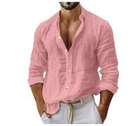 Genérico Camisa algodón de Lino para Hombre, Manga Larga o Corta, Camiseta Suave Informal para Trabajo, Viaje, relajación y Salida Básico