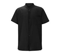 Genérico Camisa Blanca Hombre Verano - Cárdigan de Playa de algodón y Lino de Color sólido para Hombre Camisa Holgada de Manga Corta con Bolsillos Estilo Simple e Informal