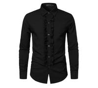 Genérico Camisa Casual para Hombre con Detalles de Encaje, Corte Ajustado Slim fit, Tejido Transpirable y Ligero, Ideal para Primavera y otoño, Uso Diario y Estilo Moderno