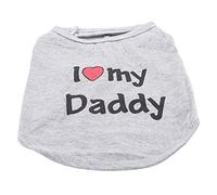 Genérico Camisa Chaleco de Perro Verano Ropa Abrigo Cachorro Gato Chalecos de Algodón Je aime Mon Papa Maman Ropa para Perros Trajes XS, Elegante y Popular Resistente y Durable