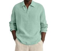 Generico Camisa de hombre elegante casual con mangas largas y cuello abotonado para un negocio relajado y cómodo, Gn1, L