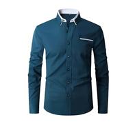 Generico Camisa de hombre elegante y cómoda con bolsillo para un estilo casual diario, turquesa, 3XL